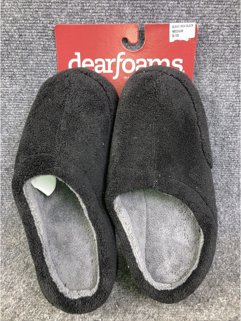Dearfoams Mens Medium 9/10 Black Clog Slippers BLNVO 19634 NEW